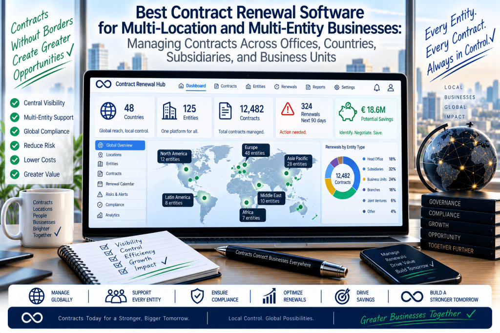 Best Contract Renewal Software for Multi-Location and Multi-Entity Businesses: Managing Contracts Across Offices, Countries, Subsidiaries, and Business&nbsp;Units