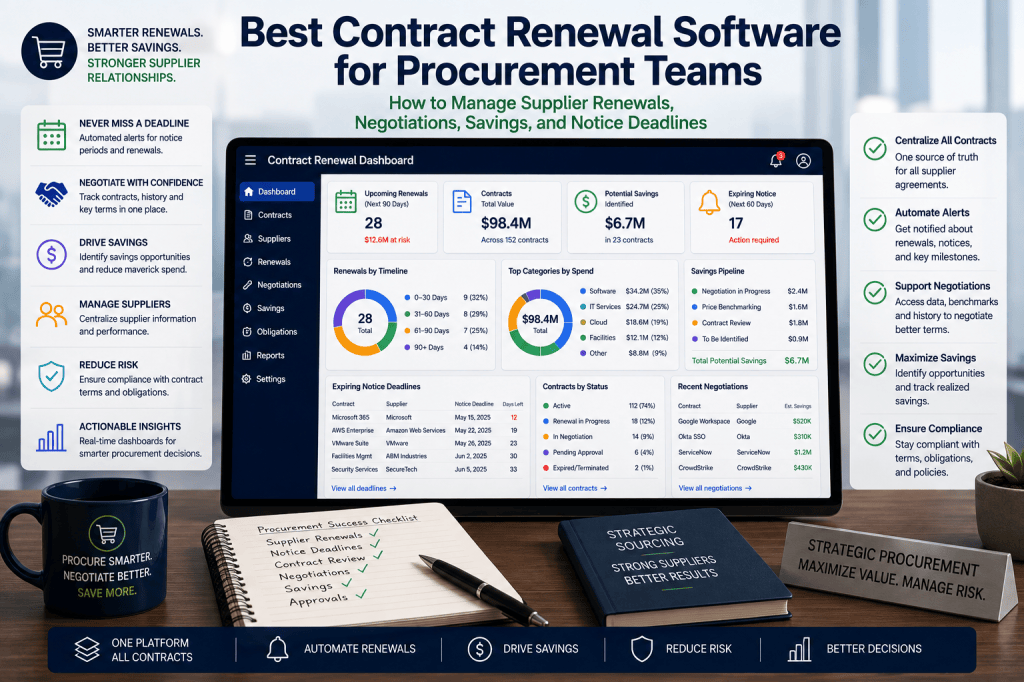 Best Contract Renewal Software for Procurement Teams: How to Manage Supplier Renewals, Negotiations, Savings, and Notice&nbsp;Deadlines