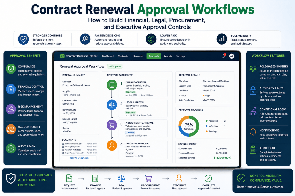 Contract Renewal Approval Workflows - How to Build Financial, Legal, Procurement, and Executive Approval Controls