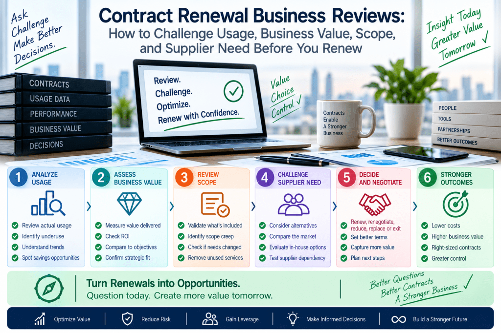 Contract Renewal Business Reviews: How to Challenge Usage, Business Value, Scope, and Supplier Need Before You Renew