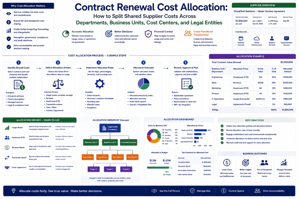 Contract Renewal Cost Allocation: How to Split Shared Supplier Costs Across Departments, Business Units, Cost Centers, and Legal&nbsp;Entities