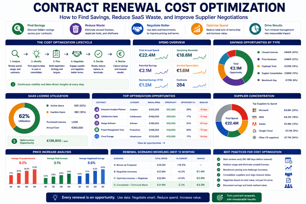 Contract Renewal Cost Optimization - How to Find Savings, Reduce SaaS Waste, and Improve Supplier Negotiations