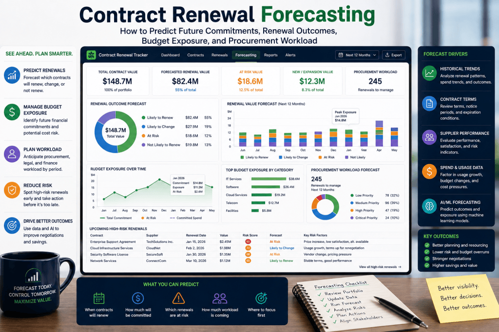 Contract Renewal Forecasting: How to Predict Future Commitments, Renewal Outcomes, Budget Exposure, and Procurement&nbsp;Workload