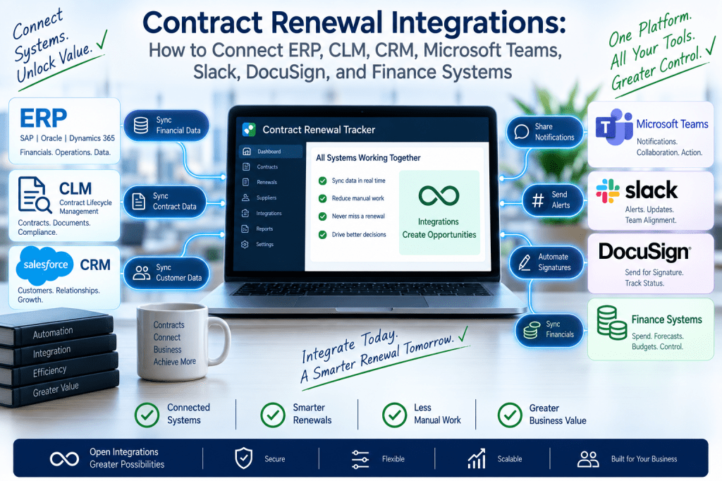 Contract Renewal Integrations - How to Connect ERP, CLM, CRM, Microsoft Teams, Slack, DocuSign, and Finance Systems