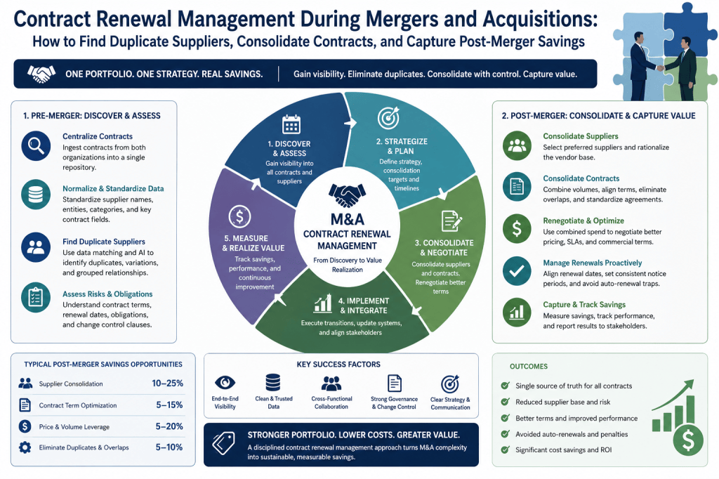 Contract Renewal Management During Mergers and Acquisitions: How to Find Duplicate Suppliers, Consolidate Contracts, and Capture Post-Merger&nbsp;Savings
