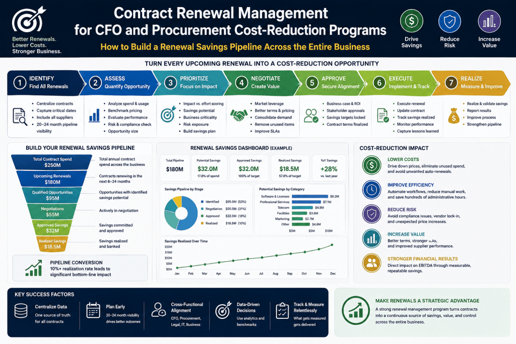 Contract Renewal Management for CFO and Procurement Cost-Reduction Programs: How to Build a Renewal Savings Pipeline Across the Entire&nbsp;Business