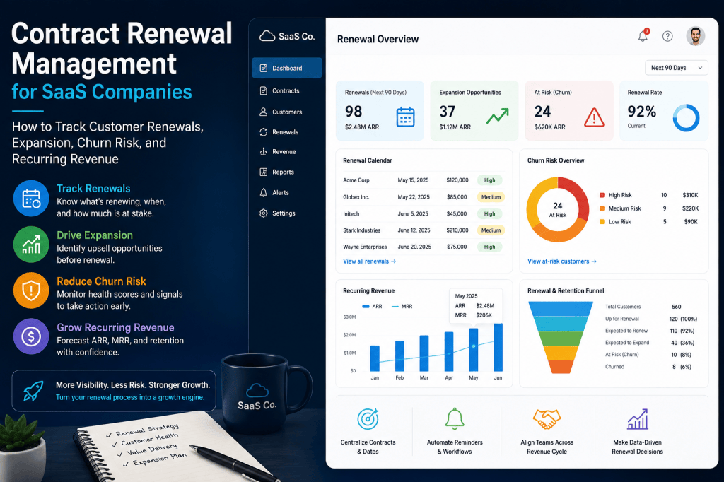 Contract Renewal Management for SaaS Companies - How to Track Customer Renewals, Expansion, Churn Risk, and Recurring Revenue