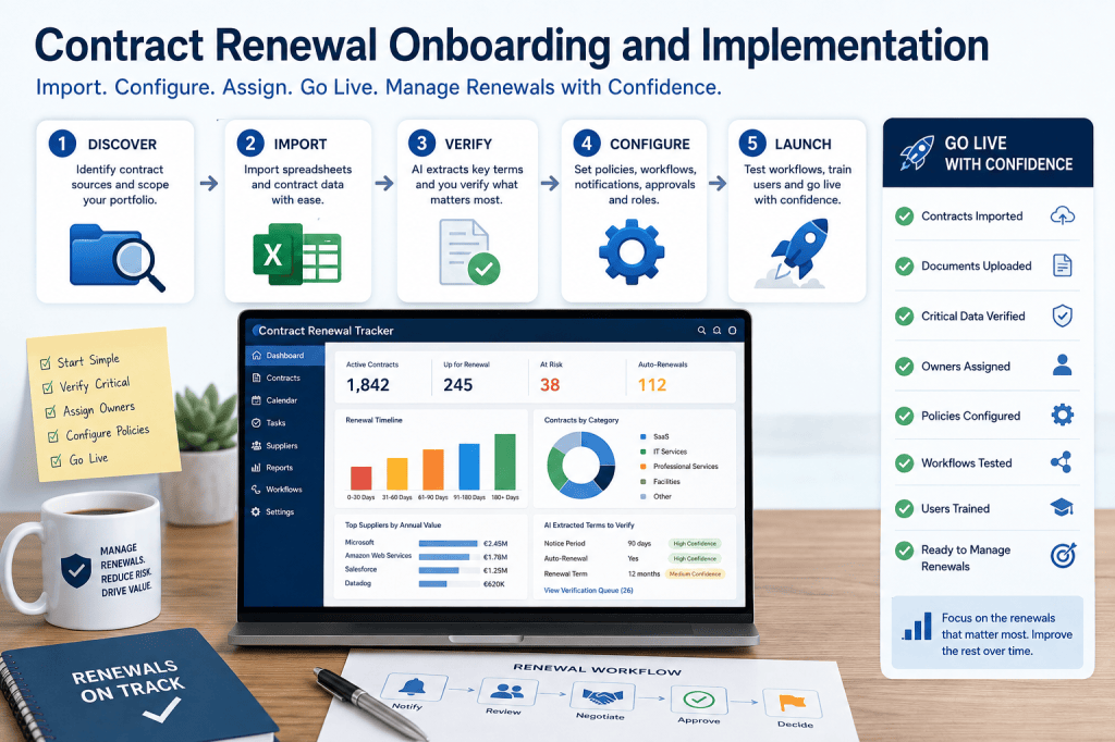 Contract Renewal Onboarding and Implementation - How to Import Contracts, Configure Policies, Assign Owners, and Go Live Quickly