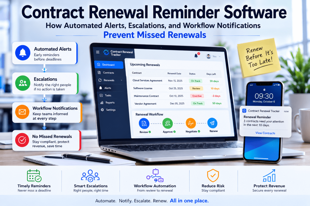 Contract Renewal Reminder Software: How Automated Alerts, Escalations, and Workflow Notifications Prevent Missed Renewals