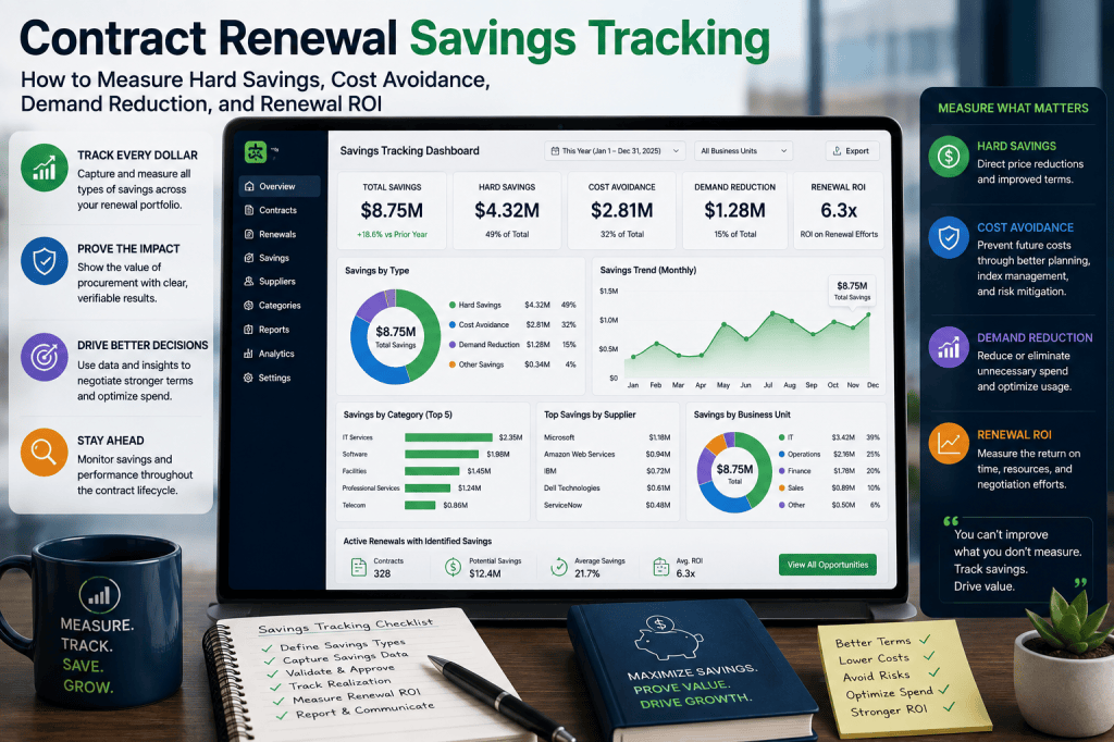 Contract Renewal Savings Tracking: How to Measure Hard Savings, Cost Avoidance, Demand Reduction, and Renewal&nbsp;ROI