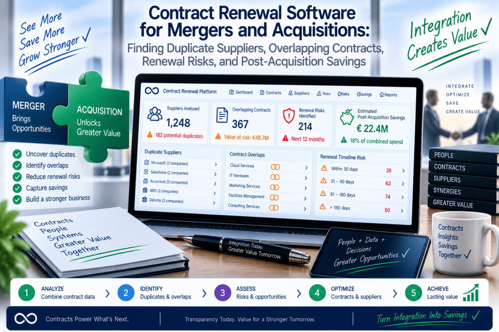 Contract Renewal Software for Mergers and Acquisitions: Finding Duplicate Suppliers, Overlapping Contracts, Renewal Risks, and Post-Acquisition Savings