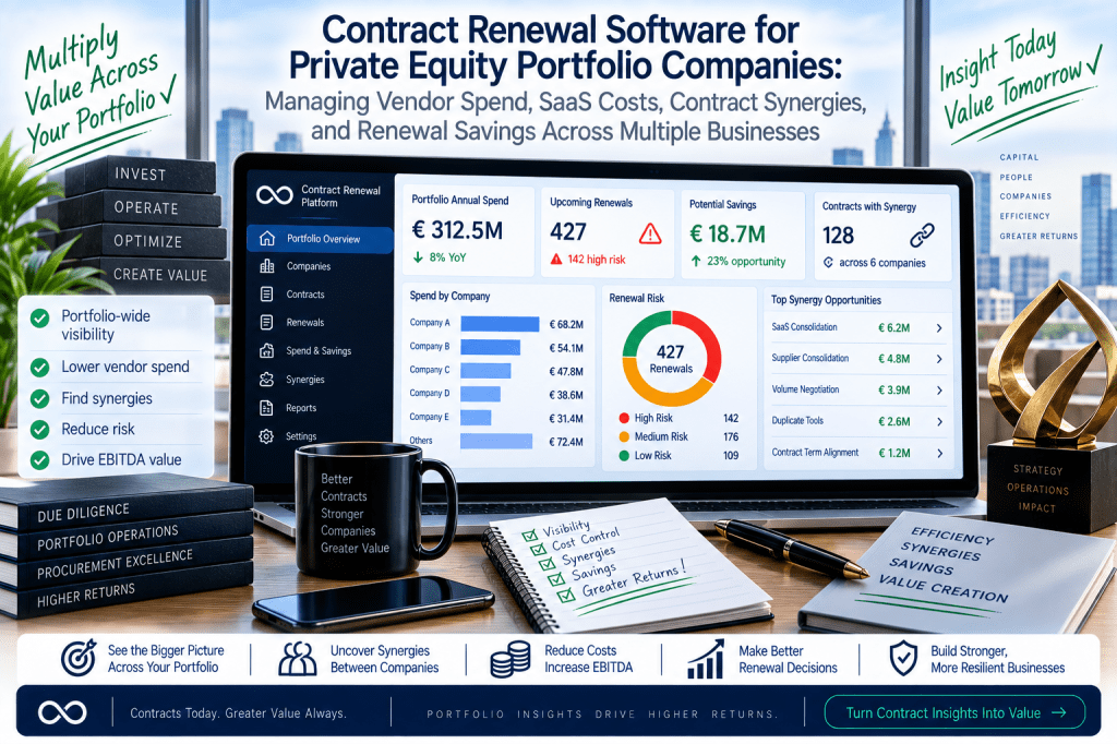 Contract Renewal Software for Private Equity Portfolio Companies: Managing Vendor Spend, SaaS Costs, Contract Synergies, and Renewal Savings Across Multiple&nbsp;Businesses